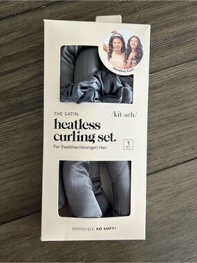 Kitsch Satin Heatless Curling Set - Silver Gray